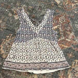 Bohemian Blue and White Sleeveless Top